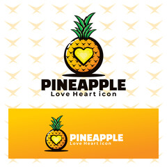 pineapple love heart icon illustration