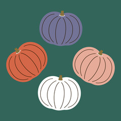 Pumpkin vector. Pumpkin on green background.