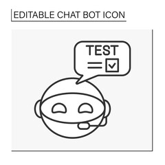  Robot line icon. Bot test application. Testing software. Chatbot concept. Isolated vector illustration. Editable stroke