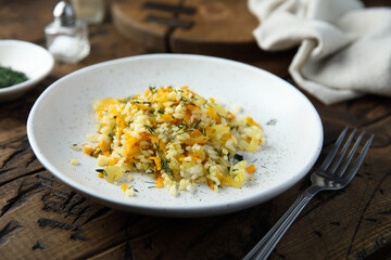 Healthy vegetarian rice with vegetables