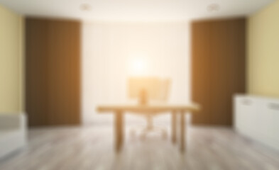 Open space office interior with like conference room. Mockup. 3D. Abstract blur phototography.