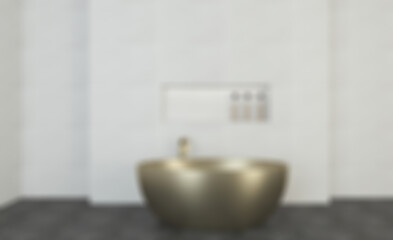 Scandinavian bathroom, classic  vintage interior design. 3D rend. Abstract blur phototography.