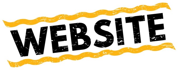 WEBSITE text on yellow-black lines stamp sign.