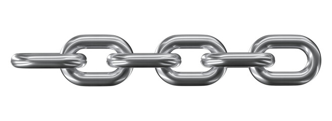 3d render realistic chain in chrome and silver