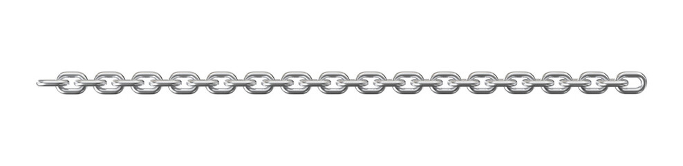 3d render realistic chain in chrome and silver