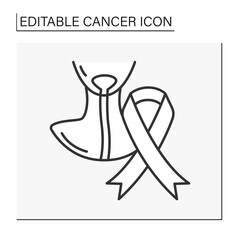  Disease line icon.Esophagus cancer. Malignant tumor inside human internal organ. Healthcare concept. Isolated vector illustration. Editable stroke