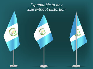 Flag of Guatemala with silver pole.Set of Guatemala's national flag