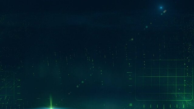 3D Complex Technology World Loop of Glowing Data Blocks. Technology visualization with moving camera. Perfect to illustrate technology, data, internet, cloud, artificial intelligence, complexity