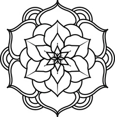 Mandala coloring book simple and basic for beginners, seniors and children. Set of Mehndi flower pattern for Henna drawing and tattoo. Decoration in ethnic oriental, Indian style.