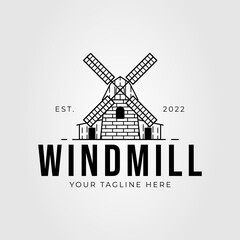 windmill with propeller or wind miller logo vector illustration design - obrazy, fototapety, plakaty
