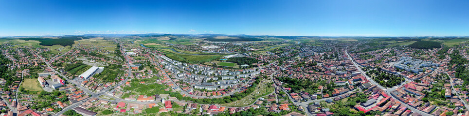 Fototapeta na wymiar landscape of Reghin city - Romania seen from above