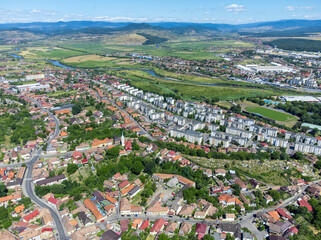 landscape of Reghin city - Romania seen from above