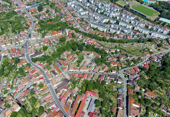 Landscape of Reghin city seen from above