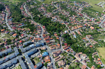 landscape of Reghin city - Romania seen from above