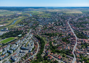 Landscape of Reghin city seen from above