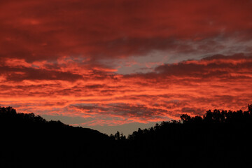 landscape with red sky in the morning