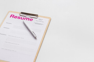 Find new job. Resume application form ready to be reviewed