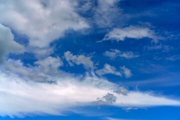Beautiful white clouds on a bright blue background.
