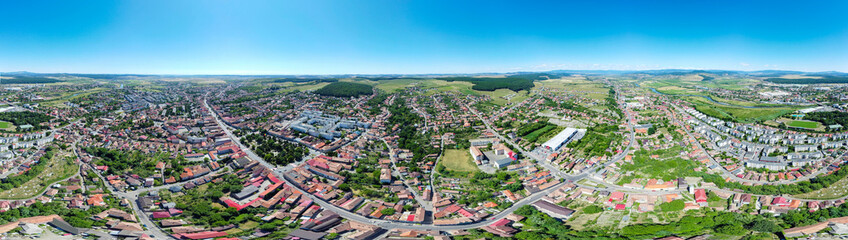 landscape of Reghin city - Romania seen from above