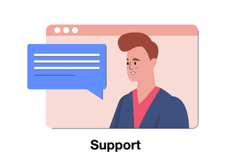 Online support concept. Colorful flat vector illustration