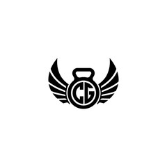 CG fitness GYM and wing initial concept with high quality logo design