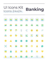 Fototapeta na wymiar Banking and finance flat color ui icons set. Credit card operations. Money and currency. GUI, UX design for mobile app. Vector isolated RGB pictograms. Montserrat Bold, Light fonts used