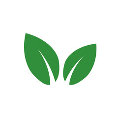 Two green leaves - ecology symbol. Isolated vector pictogram.