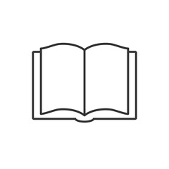 Open book icon. Lined vector design.