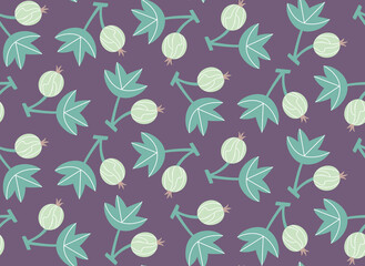 Seamless pattern with gooseberries. Design with berries in flat style.