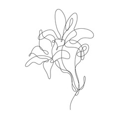 Abstract Flower Lily one line art drawing singulart aesthetic minimalist vector Isolated white background, Perfect for print, wall decor, phone case, shirt, sticker, pillow, acrylic, border, wallpaper