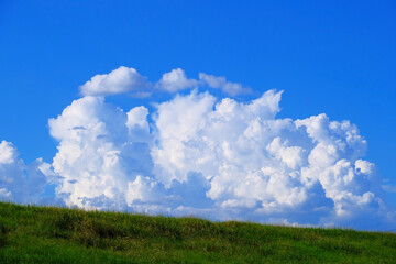 夏から秋にかけて移り変わる季節の青空と白い雲