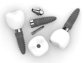 3d render of dental implants lying on table