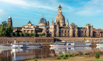 View of the historic center of Dresden and the river Elbe