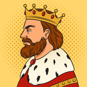 recommend clip art: portrait of a king in a crown pop art retro raster illustration. Comic book style imitation.