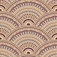 Ethnic circle shapes seamless geometric pattern.
