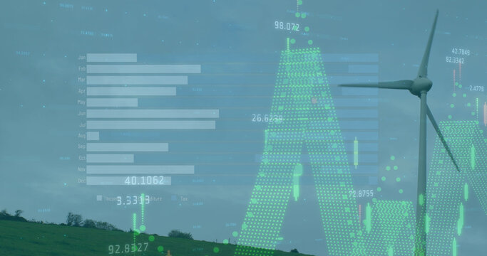 Image of data processing over wind turbine