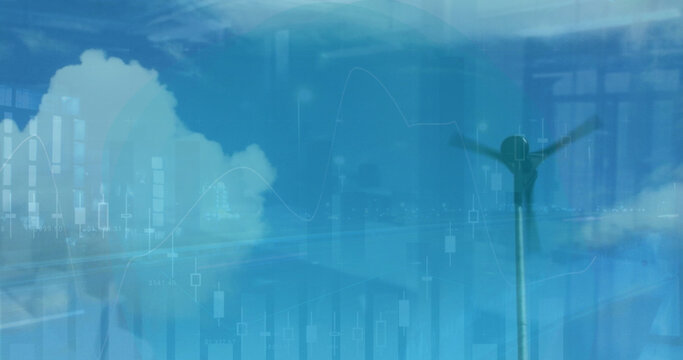 Image of data processing over wind turbine