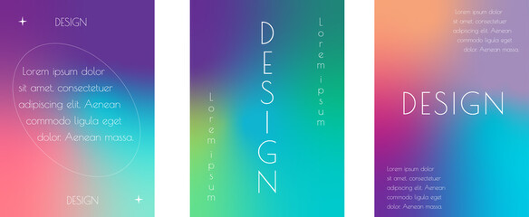 Blurred backgrounds set with modern abstract blurred color gradient patterns on white. Smooth templates collection for brochures, posters, banners, flyers and cards. Vector illustration.
