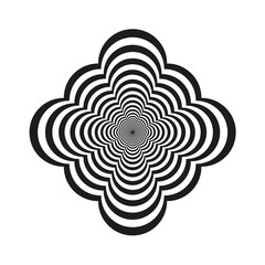 Black lines optical illusion, design element. Twisted black lines on a white background.