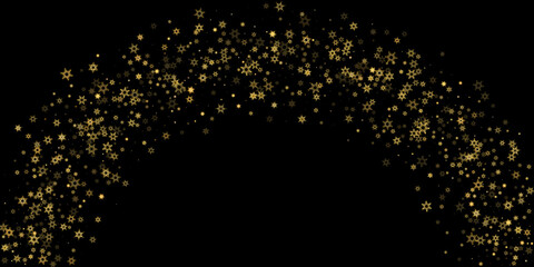 Falling Snow flakes golden pattern Holiday Vector