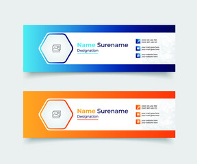 Minimalist email signature design or email footer and creative social media cover vector template