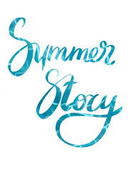 Obraz premium Summer story underwater blue sea ocean lettering. Creative art.
