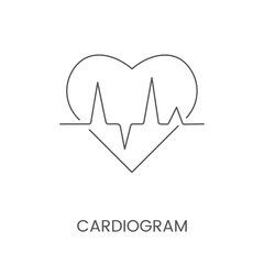Cardiogram is a linear vector icon with a heart.