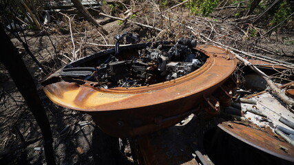 destroyed Russian tank