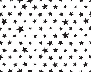 Fototapeta na wymiar Seamless pattern with black stars on a white background 