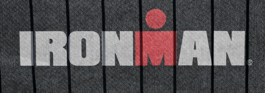 Nice, France, June 26, 2022. 
The ITU Ironman logo during the Ironman race in Nice/France.