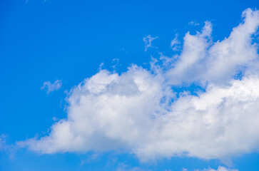 Background of cloud formations against a blue sky.