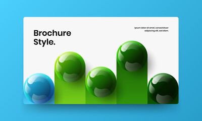 Geometric book cover design vector template. Fresh 3D balls company brochure illustration.