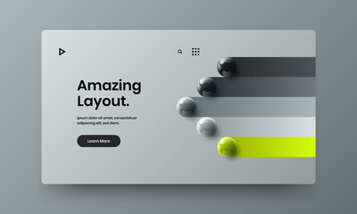 Unique realistic balls company brochure layout. Amazing cover design vector template.