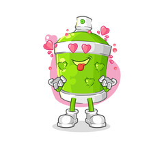 spray paint fallin love vector. cartoon character